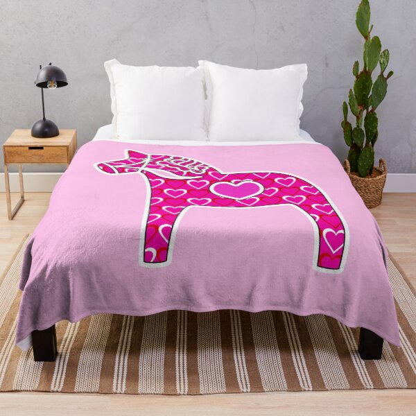 Item preview, Scandinavian Dala Horse Pink Swedish Symbol Fun Color Hearts designed and sold by funnytshirtemp.