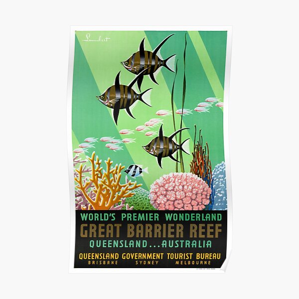Great Barrier Reef Australia Vintage Travel Poster Poster
