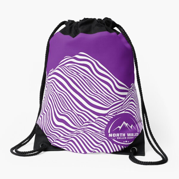 Mountain contours - white Drawstring Bag