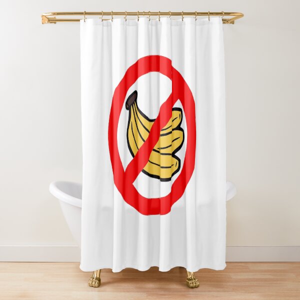 Sin bananas en barco Banana Hater Pescadores Superstición Camisa Divertida Cortina de ducha