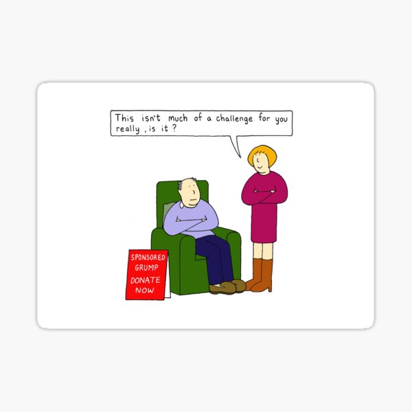 Item preview, Fundraising Cartoon Man Doing a Sponsored Grump designed and sold by KateTaylor.
