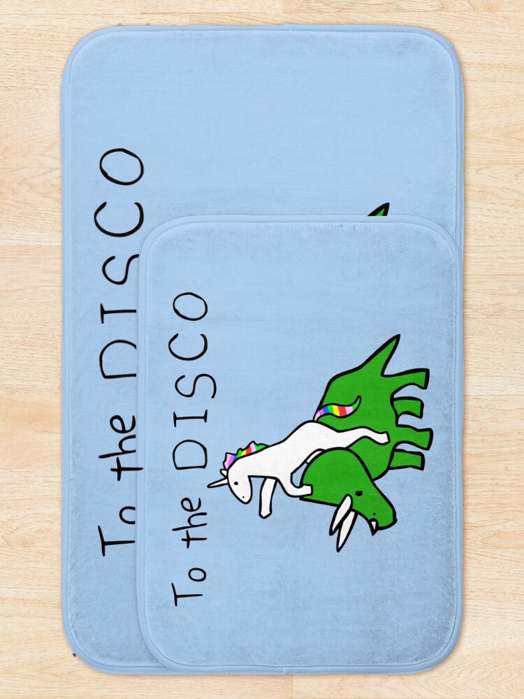 Alternate view of To The Disco (Unicorn Riding Triceratops) Bath Mat