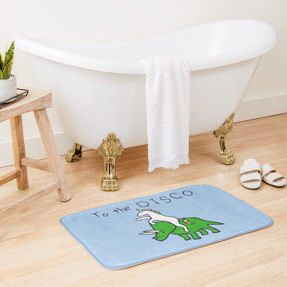 To The Disco (Unicorn Riding Triceratops) Bath Mat