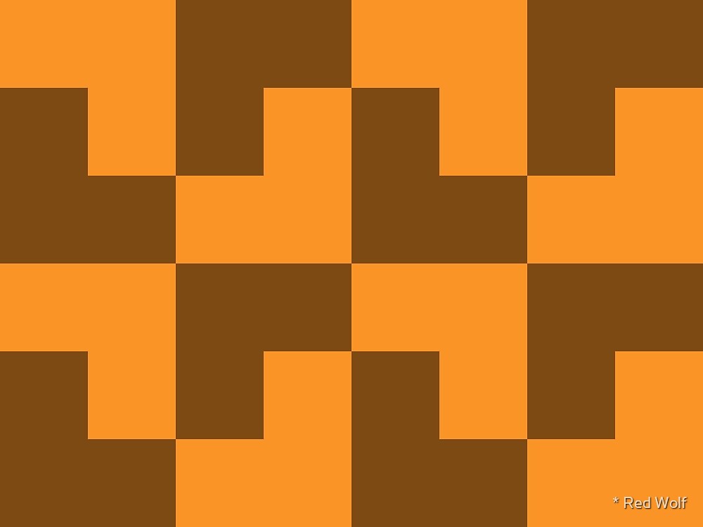 Geometric Pattern: Tetris Ell: Orange Dark by * Red Wolf