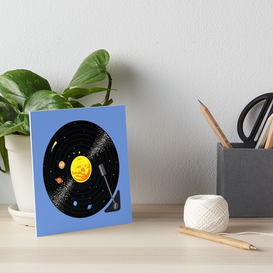 Solar System Vinyl Record Art Board Print