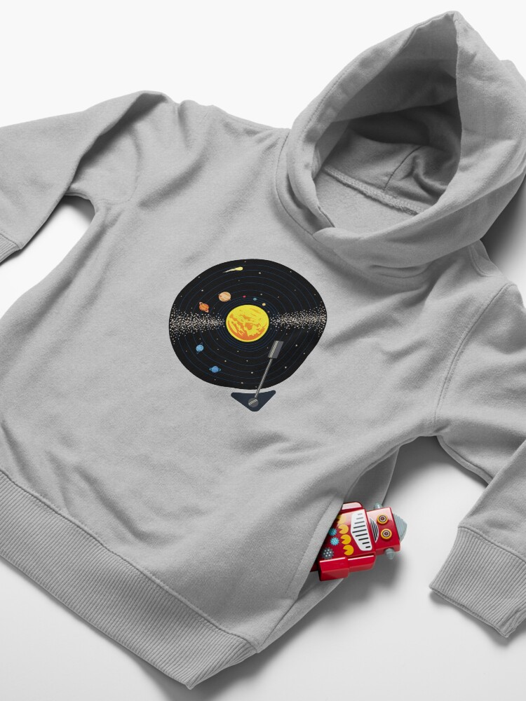 Alternate view of Solar System Vinyl Record Toddler Pullover Hoodie