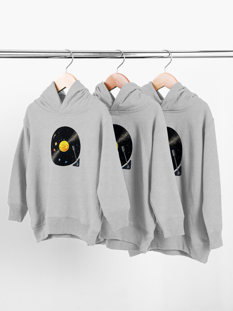 Alternate view of Solar System Vinyl Record Toddler Pullover Hoodie