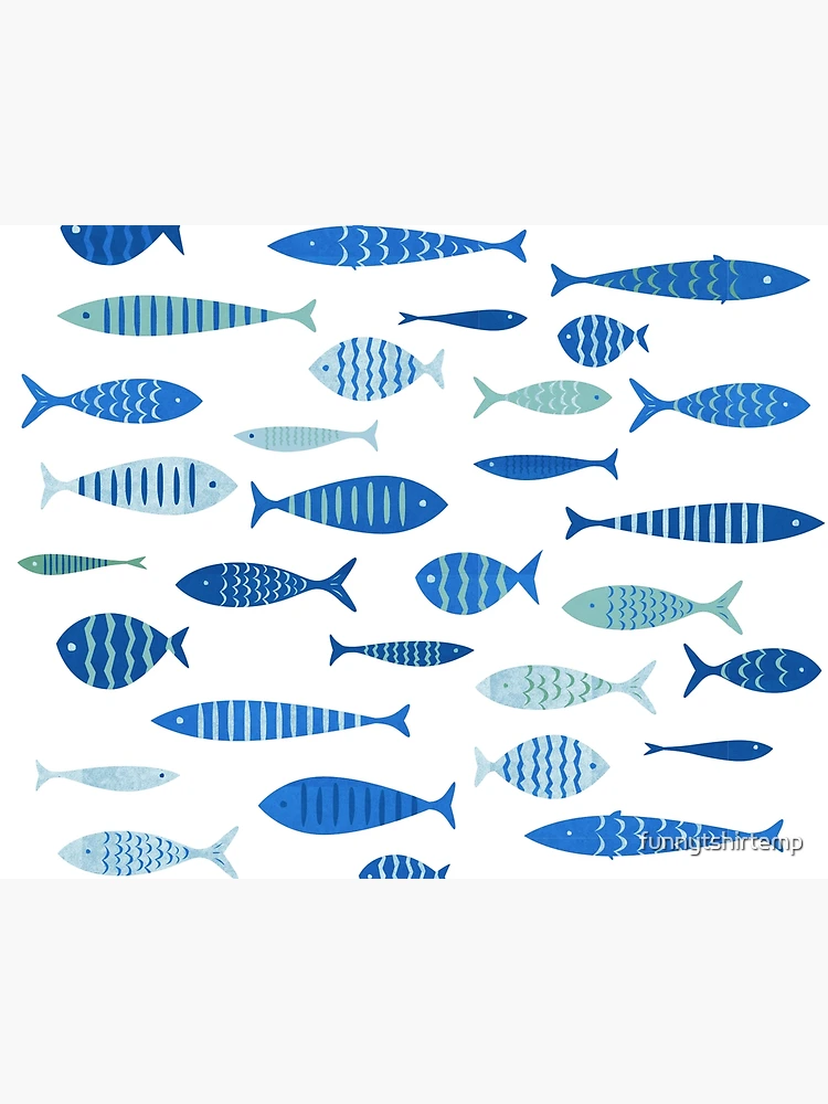 Mid Century Modern Blue Fish Fishing MCM Mid Mod Art Board Print for Sale  by funnytshirtemp