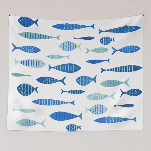 Item preview, Mid Century Modern Blue Fish Fishing MCM Mid Mod designed and sold by funnytshirtemp.