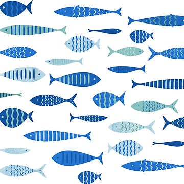 Artwork thumbnail, Mid Century Modern Blue Fish Fishing MCM Mid Mod by funnytshirtemp