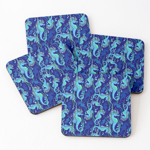 Item preview, Seahorse cute blue sea animal Vector Seamless Pattern Textile Design designed and sold by BluedarkArt.