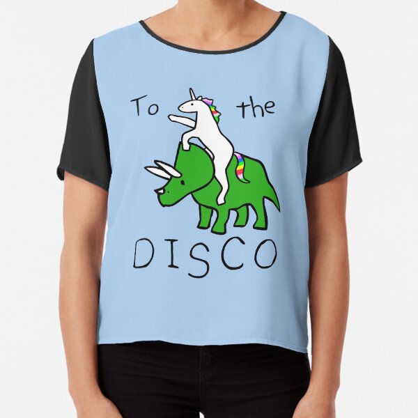 To The Disco (Unicorn Riding Triceratops) Chiffon Top