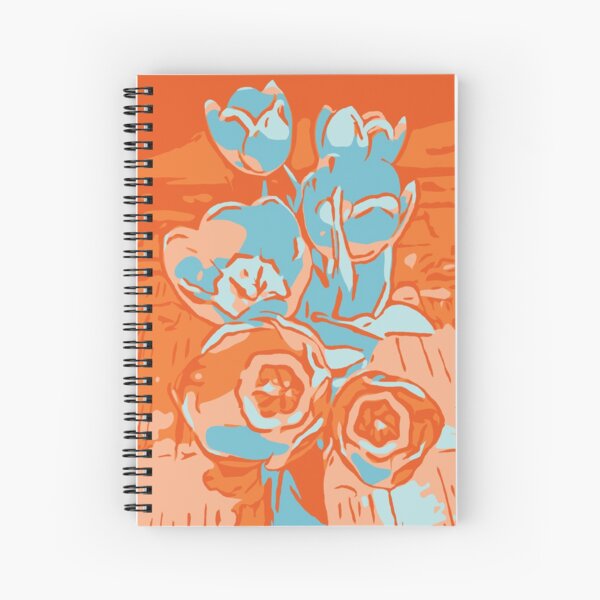 Blumen Tulpen orange-hellblau Spiralblock