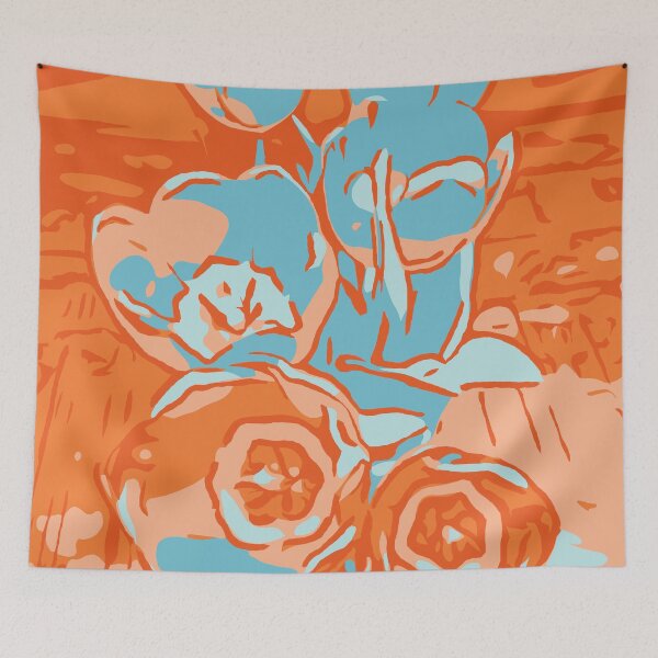 Artikelvorschau, Blumen Tulpen orange-hellblau entworfen und verkauft von Robert Biedermann.
