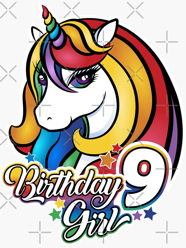 9th Unicorn Roller Skate Birthday Party for Girls' Sticker