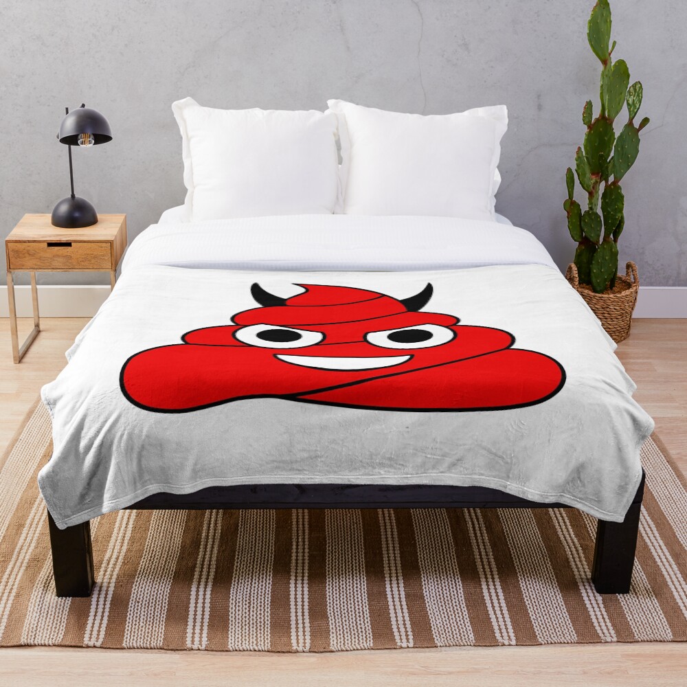 "Devil Poop Emoji" Throw Blanket for Sale by JohnChocolate Redbubble
