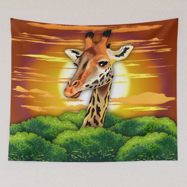 Item preview, Giraffe on Wild African Savanna Sunset  designed and sold by BluedarkArt.