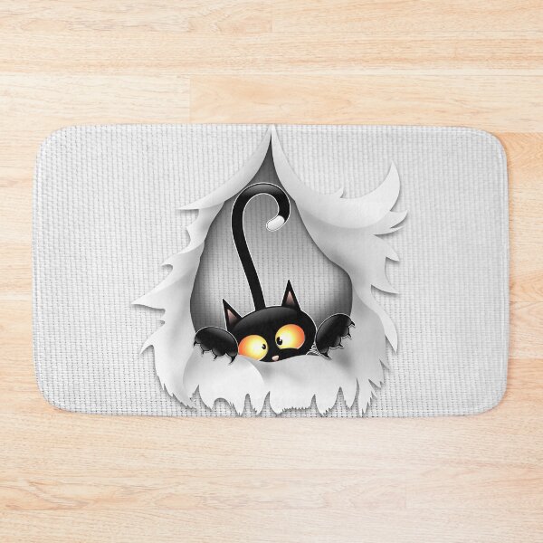 Item preview, Fun Cat Cartoon in ripped fabric Hole designed and sold by BluedarkArt.
