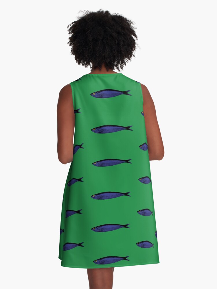 Thumbnail 3 von 4, A-Linien Kleid, Blaue Sardine designt und verkauft von Lisbon-dreams.