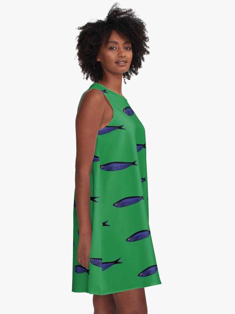 Thumbnail 2 von 4, A-Linien Kleid, Blaue Sardine designt und verkauft von Lisbon-dreams.