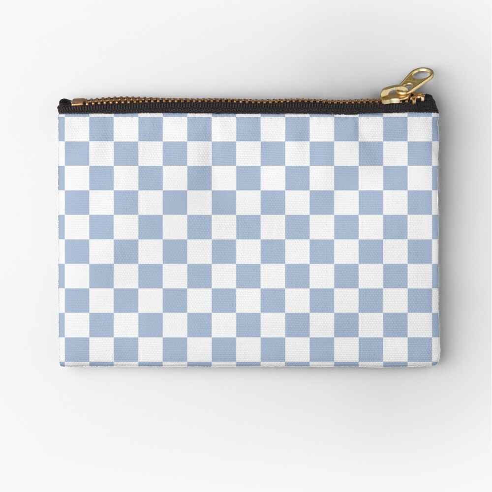 Pastel Blue + White Checkerboard Zipper Pouch