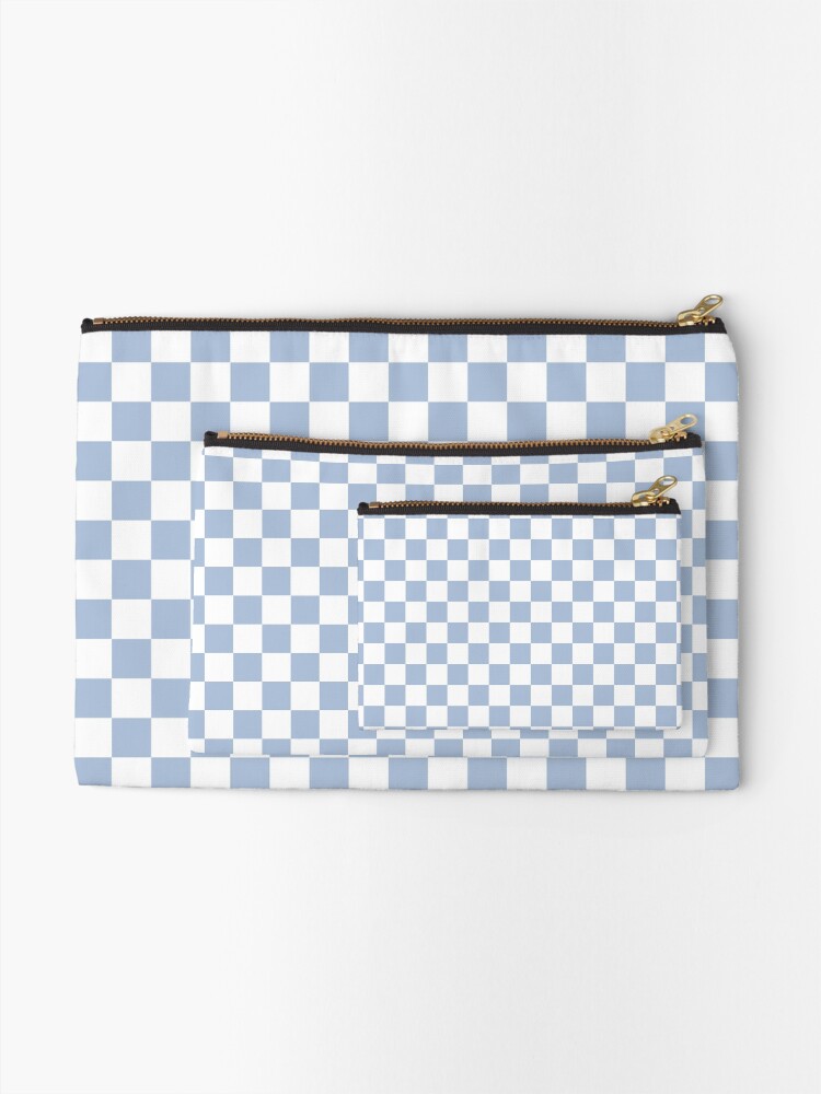 Alternate view of Pastel Blue + White Checkerboard Zipper Pouch