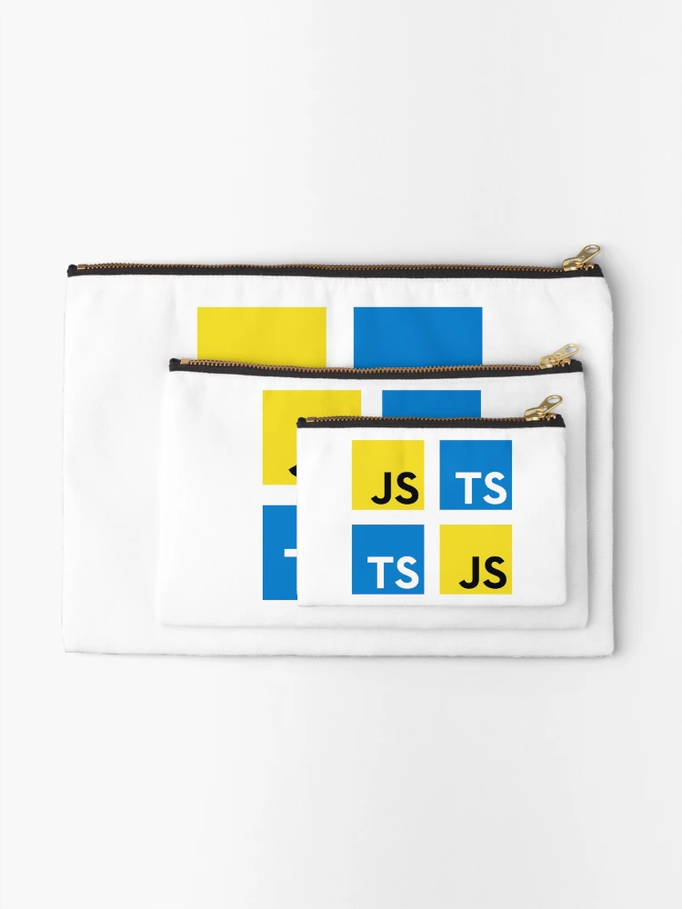 Aperçu 2 sur 4. Pochette avec l'œuvre JavaScript et TypeScript (blanc) créée et vendue par hellkni9ht.