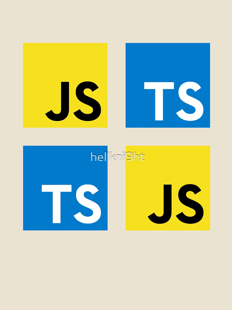 Aperçu 4 sur 4. T-shirt décontracté avec l'œuvre JavaScript et TypeScript (blanc) créée et vendue par hellkni9ht.