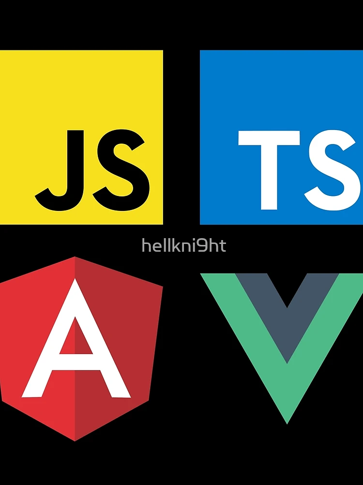 Thumbnail 3 of 3, Scarf, Vue, TypeScript, Angular and JavaScript (Black) designed and sold by hellkni9ht.