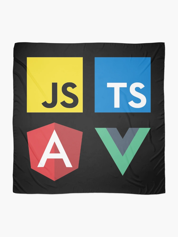 Thumbnail 2 of 3, Scarf, Vue, TypeScript, Angular and JavaScript (Black) designed and sold by hellkni9ht.