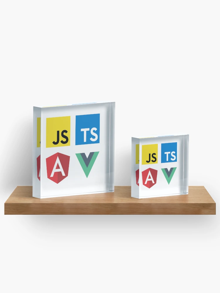 Thumbnail 3 of 5, Acrylic Block, Vue, TypeScript, Angular and JavaScript (White) designed and sold by hellkni9ht.