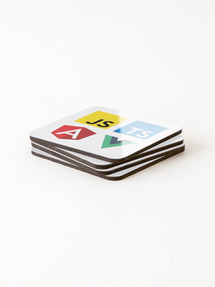 Thumbnail 4 of 5, Coasters (Set of 4), Vue, TypeScript, Angular and JavaScript (White) designed and sold by hellkni9ht.