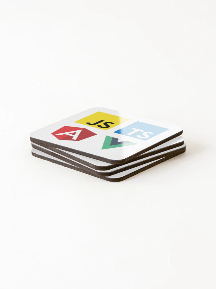 Thumbnail 4 of 5, Coasters (Set of 4), Vue, TypeScript, Angular and JavaScript (White) designed and sold by hellkni9ht.