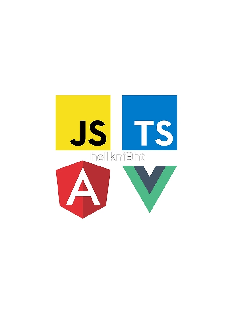 Thumbnail 4 of 4, Graphic T-Shirt, Vue, TypeScript, Angular and JavaScript (White) designed and sold by hellkni9ht.