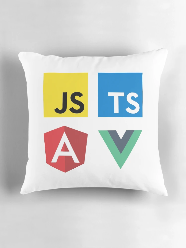 Thumbnail 3 of 4, Pillow, Vue, TypeScript, Angular and JavaScript (White) designed and sold by hellkni9ht.