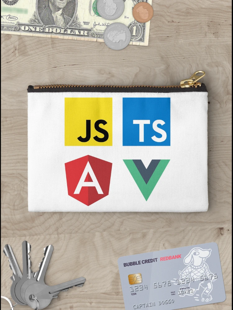 Aperçu 3 sur 4. Pochette avec l'œuvre Vue, TypeScript, Angular et JavaScript (Blanc) créée et vendue par hellkni9ht.