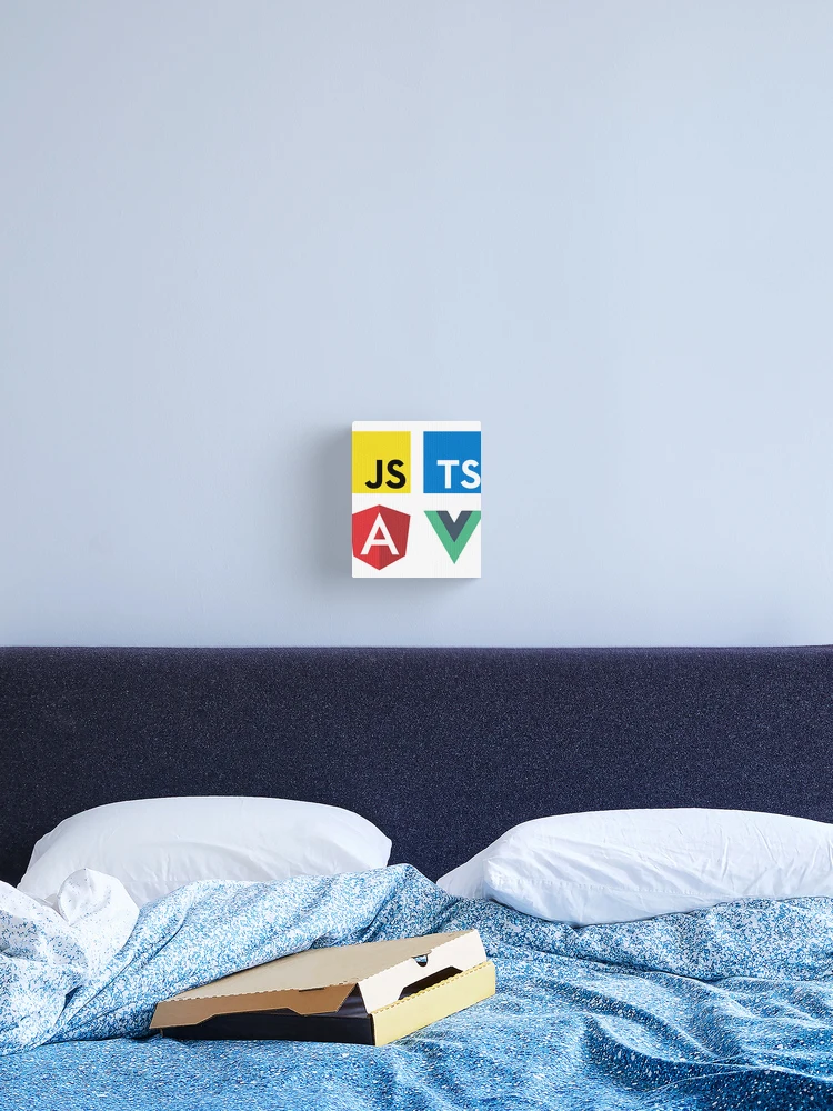 Thumbnail 2 of 3, Canvas Print, Vue, TypeScript, Angular and JavaScript (White) designed and sold by hellkni9ht.
