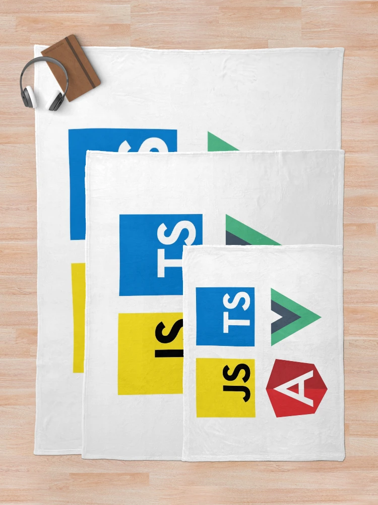 Thumbnail 5 of 6, Throw Blanket, Vue, TypeScript, Angular and JavaScript (White) designed and sold by hellkni9ht.