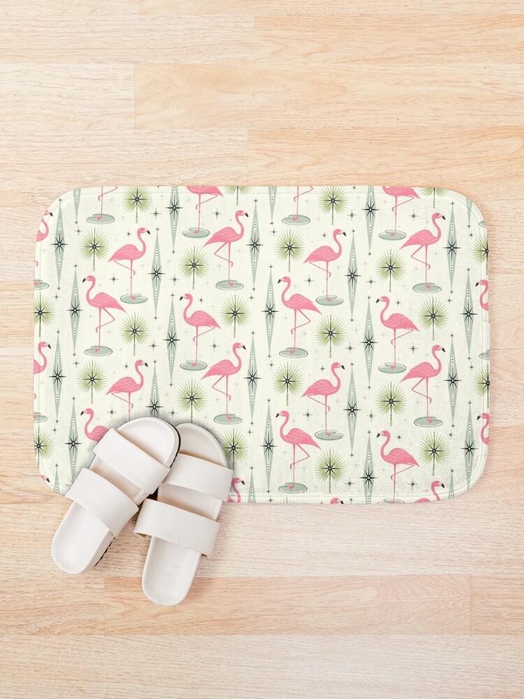 "Atomic Flamingo Oasis" Bath Mat for Sale by studioxtine Redbubble