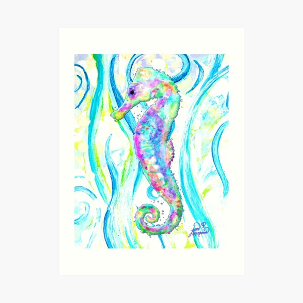 Seahorse Swimming in the Ocean Art Print