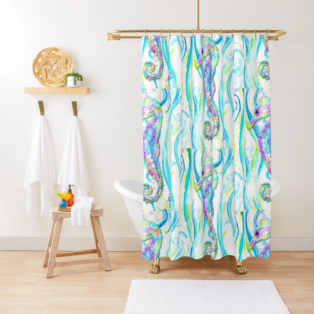 Seahorse Swimming in the Ocean Shower Curtain