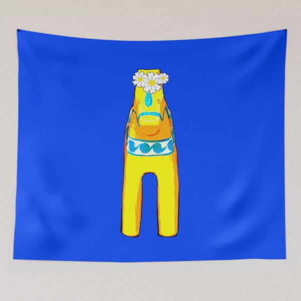 Item preview, Swedish Yellow Dala Horse Midsommar Midsummer with Floral Wreath designed and sold by funnytshirtemp.