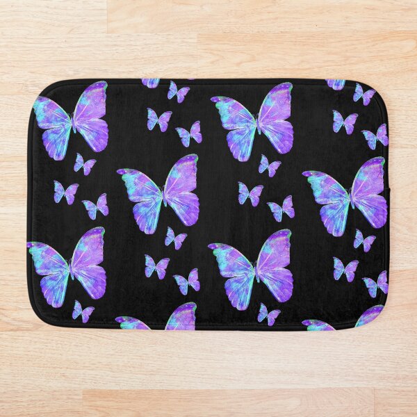 Purple Butterflies by Jan Marvin Bath Mat