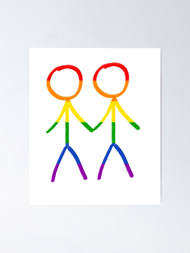 Stick Figure Family Gay Men Pride Rainbow Poster By Welshdesigns   Fposter,small,wall Texture,product,750x1000 