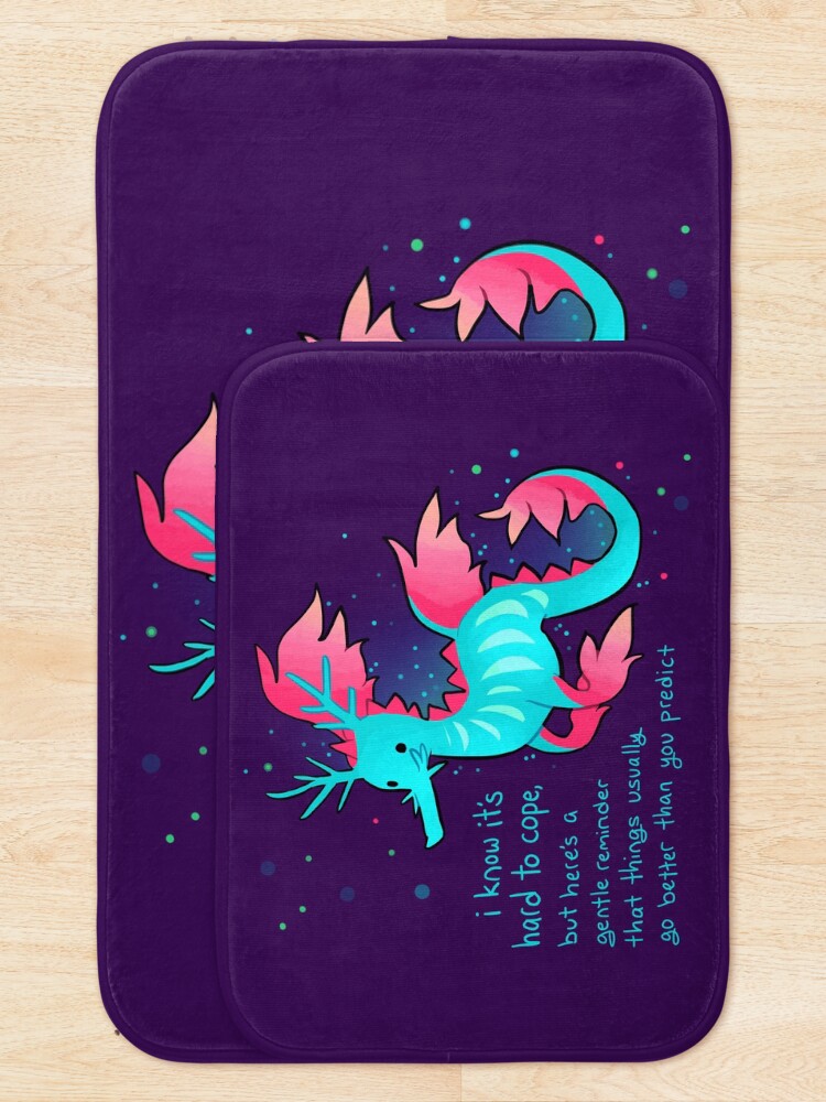 Alternate view of "Things Usually Go Better Than You Predict" Cute Sea Dragon Bath Mat