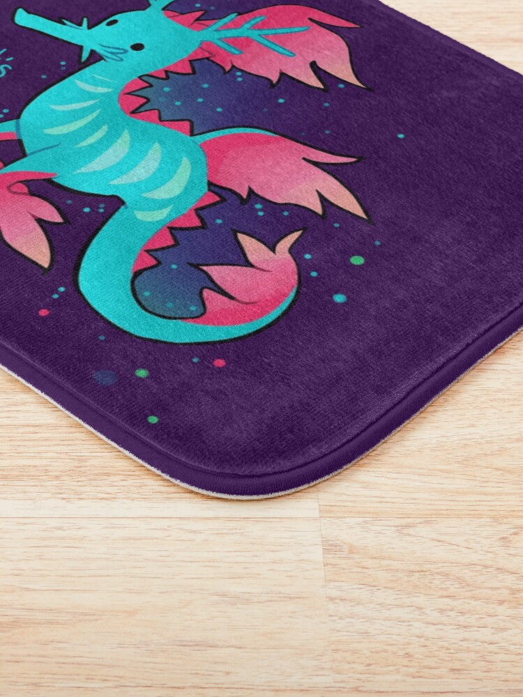 Alternate view of "Things Usually Go Better Than You Predict" Cute Sea Dragon Bath Mat