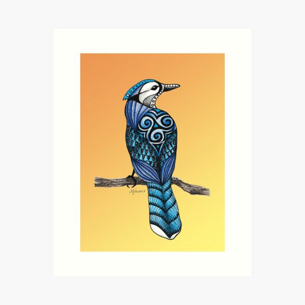 Blue Jay (Sunrise Background) Art Print