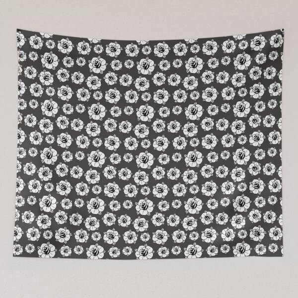 Item preview, Old school tattoo inspired rose pattern on dark grey designed and sold by susyrdesign.
