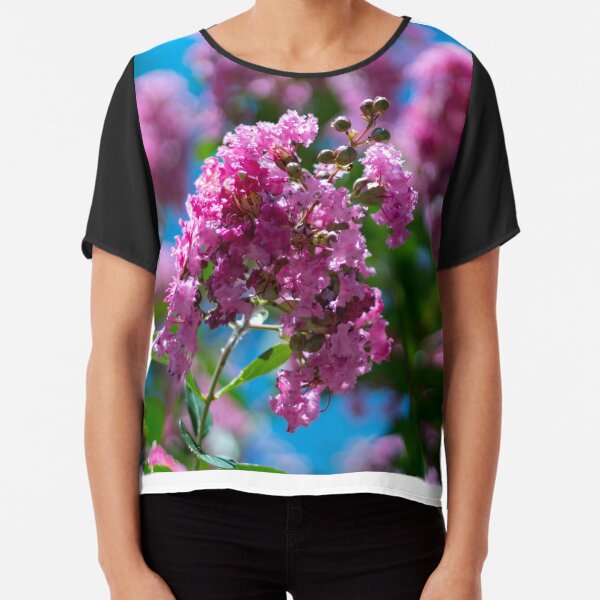 Pink Crepe Myrtle Tree Flowers Chiffon Top