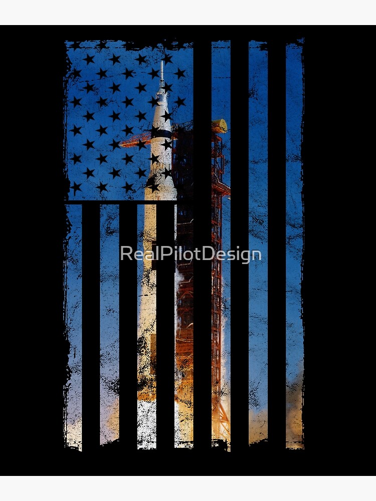 Apollo 11 Saturn V Rocket Vintage Flag Space Astronomy Tee Apollo 11 Saturn V Rocket Vintage Flag Space Astronomy Tee